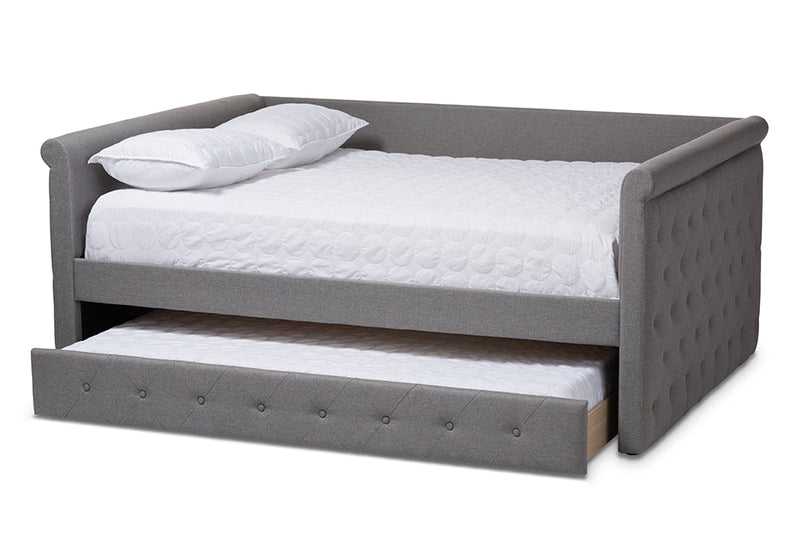 Siskal Gray Fabric Upholstered Queen Size Daybed w/Trundle Baxton