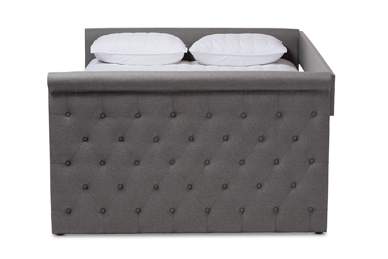 Siskal Gray Fabric Upholstered Queen Size Daybed w/Trundle Baxton