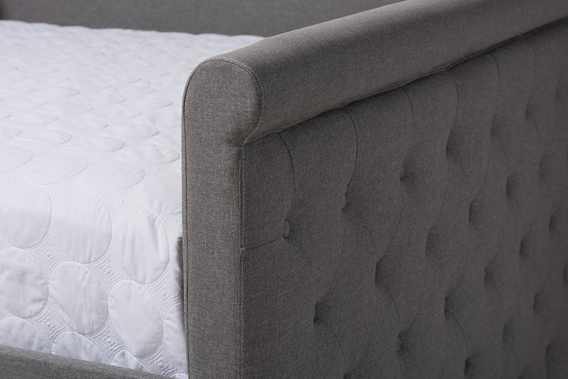 Siskal Gray Fabric Upholstered Queen Size Daybed w/Trundle Baxton