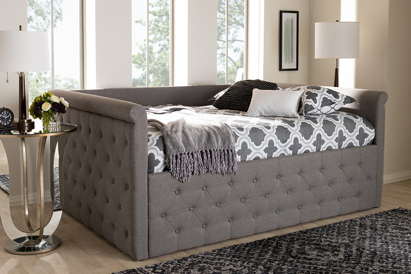 Amy Modern and Contemporary Gray Fabric Upholstered Full Size Daybed