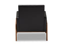 Maddock Black Faux Leather Upholstered Walnut Wood Lounge Chair Baxton