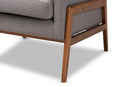 Maddock Gray Fabric Upholstered Walnut Wood Lounge Chair Baxton