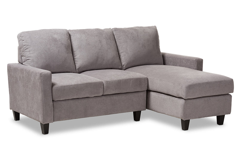 Ariella Modern And Contemporary Light Gray Fabric Upholstered Reversible Sectional Sofa