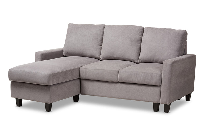 Ariella Modern And Contemporary Light Gray Fabric Upholstered Reversible Sectional Sofa