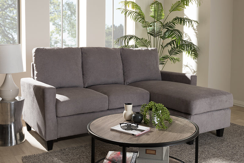 Ariella Modern And Contemporary Light Gray Fabric Upholstered Reversible Sectional Sofa