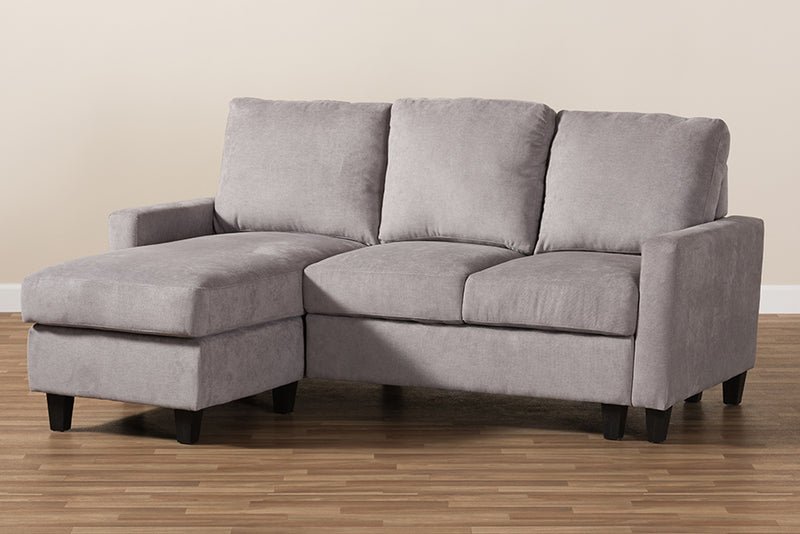 Ariella Modern And Contemporary Light Gray Fabric Upholstered Reversible Sectional Sofa