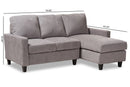 Ariella Light Gray Fabric Upholstered Reversible Sectional Sofa Baxton
