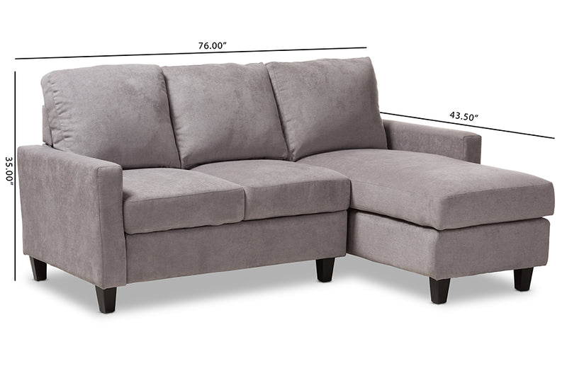 Ariella Modern And Contemporary Light Gray Fabric Upholstered Reversible Sectional Sofa