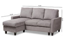 Ariella Light Gray Fabric Upholstered Reversible Sectional Sofa Baxton