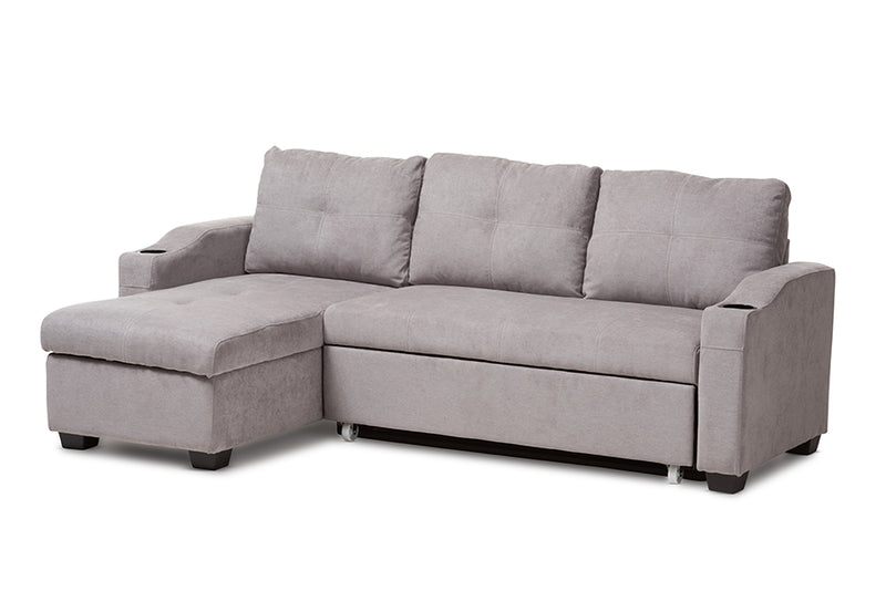 Linna Modern and Contemporary Light Gray Fabric Upholstered Sectional Sofa