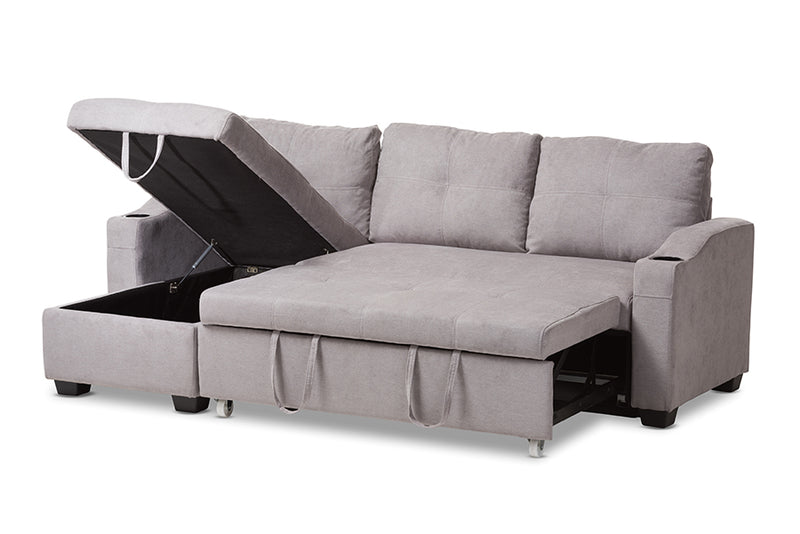 Linna Modern and Contemporary Light Gray Fabric Upholstered Sectional Sofa