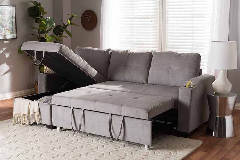 Linna Modern and Contemporary Light Gray Fabric Upholstered Sectional Sofa