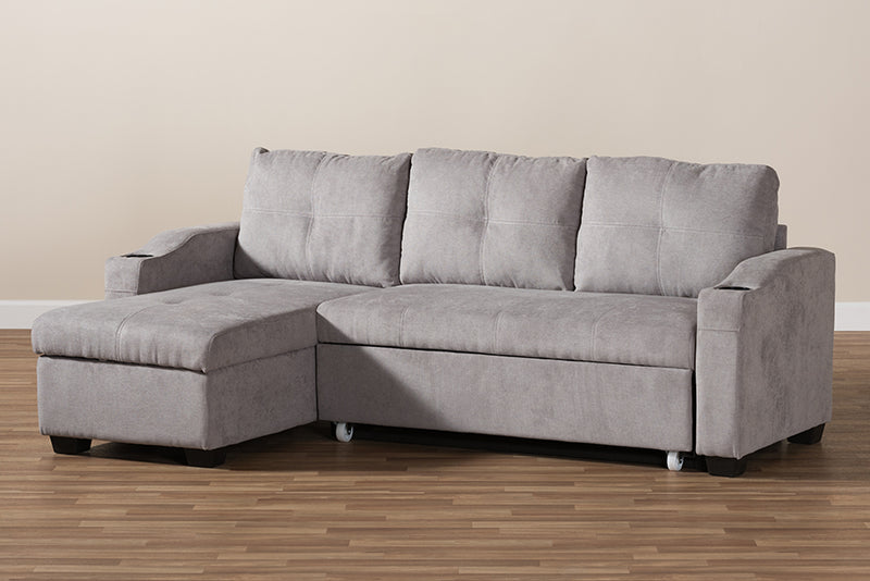 Linna Modern and Contemporary Light Gray Fabric Upholstered Sectional Sofa