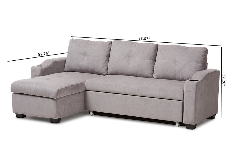 Linna Modern and Contemporary Light Gray Fabric Upholstered Sectional Sofa