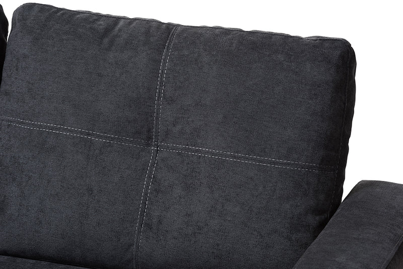 Linna Modern and Contemporary Dark Gray Fabric Upholstered Sectional Sofa