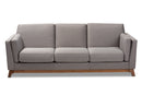 Liberte Gray Fabric Upholstered Walnut Wood 3-Seater Sofa Baxton
