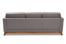 Liberte Gray Fabric Upholstered Walnut Wood 3-Seater Sofa Baxton