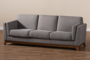 Liberte Gray Fabric Upholstered Walnut Wood 3-Seater Sofa Baxton