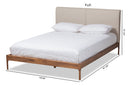 Eliya Beige Fabric Upholstered Walnut Finished Queen Size Platform Bed Baxton