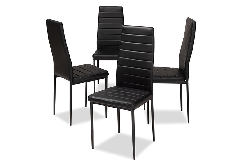 Thalia Modern and Contemporary Black Faux Leather Upholstered Dining Chair (Set of 4)