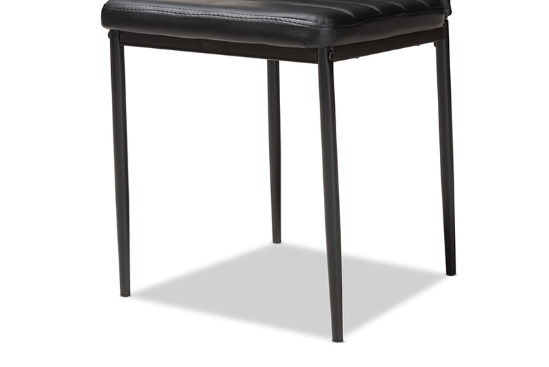 Thalia Modern and Contemporary Black Faux Leather Upholstered Dining Chair (Set of 4)