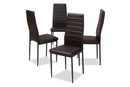 Thalia Brown Faux Leather Upholstered Dining Chair (Set of 4) Baxton