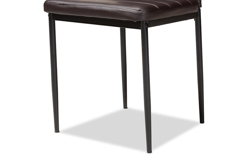 Thalia Modern and Contemporary Brown Faux Leather Upholstered Dining Chair (Set of 4)