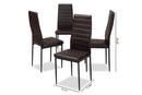 Thalia Brown Faux Leather Upholstered Dining Chair (Set of 4) Baxton