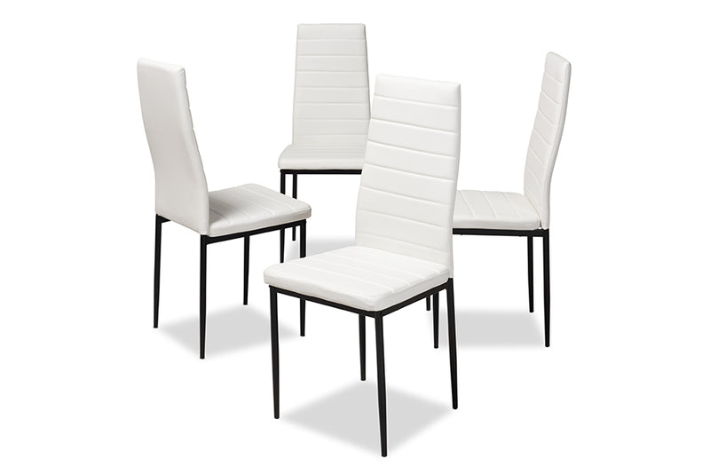 Thalia Modern and Contemporary White Faux Leather Upholstered Dining Chair (Set of 4)