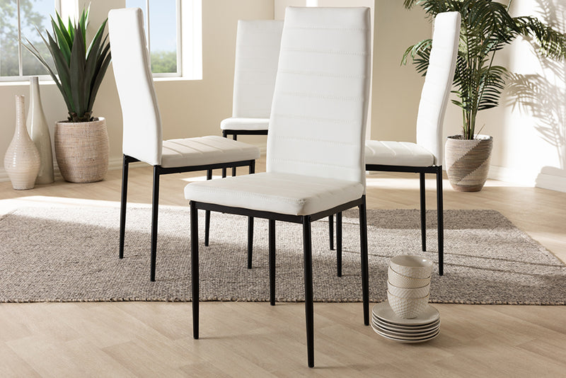 Thalia Modern and Contemporary White Faux Leather Upholstered Dining Chair (Set of 4)