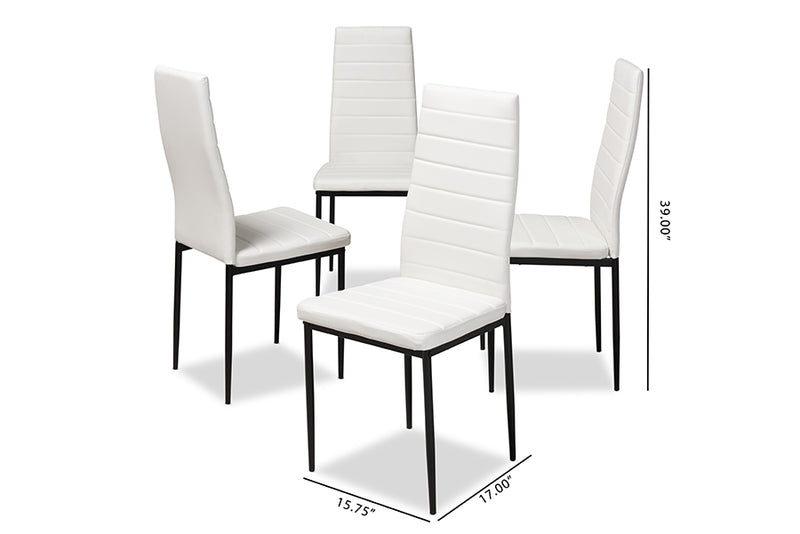 Thalia Modern and Contemporary White Faux Leather Upholstered Dining Chair (Set of 4)