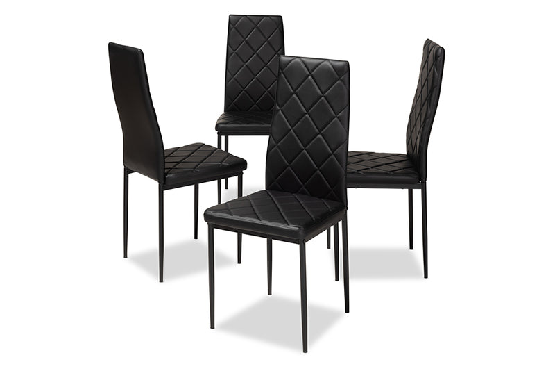 Karsen Modern and Contemporary Black Faux Leather Upholstered Dining Chair (Set of 4)