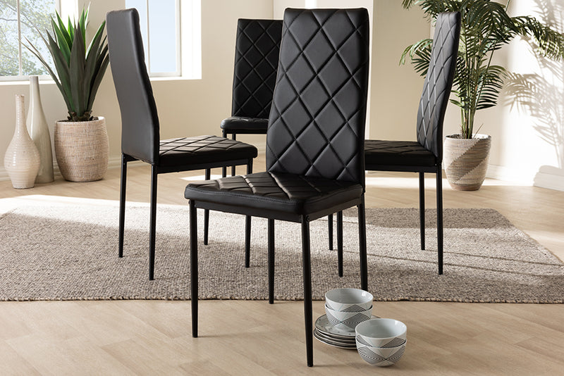 Karsen Modern and Contemporary Black Faux Leather Upholstered Dining Chair (Set of 4)