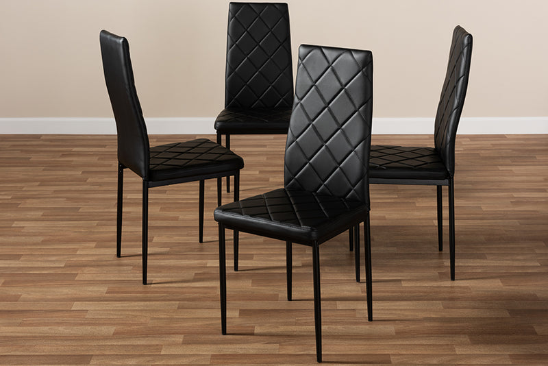 Karsen Modern and Contemporary Black Faux Leather Upholstered Dining Chair (Set of 4)