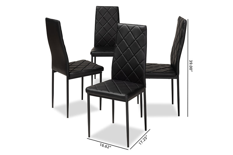 Karsen Modern and Contemporary Black Faux Leather Upholstered Dining Chair (Set of 4)