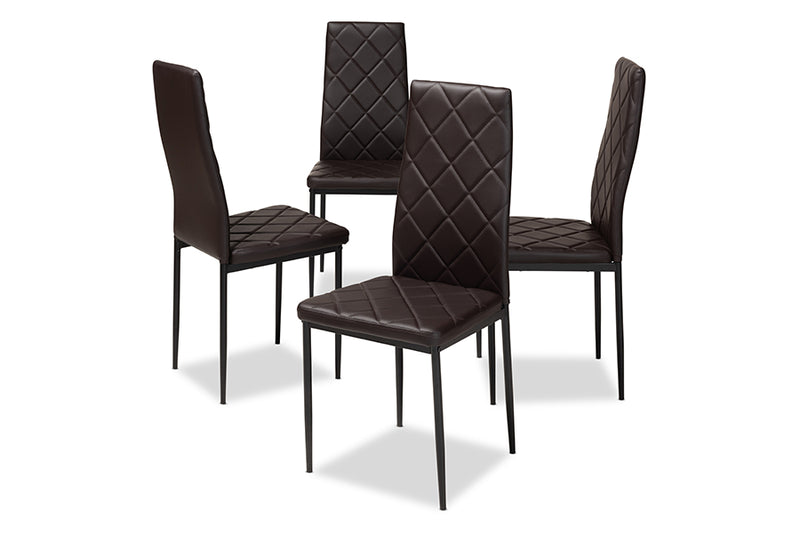 Karsen Modern and Contemporary Brown Faux Leather Upholstered Dining Chair (Set of 4)