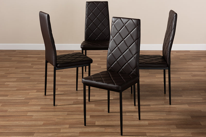 Karsen Modern and Contemporary Brown Faux Leather Upholstered Dining Chair (Set of 4)