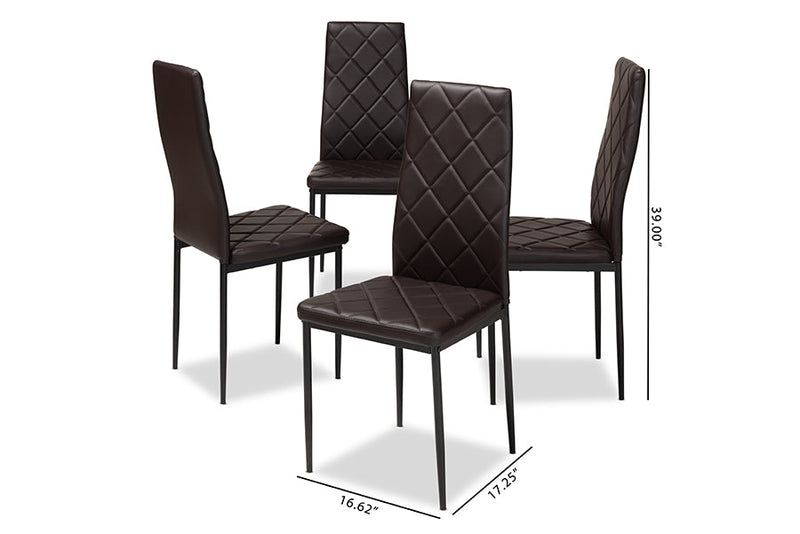 Karsen Brown Faux Leather Upholstered Dining Chair (Set of 4) Baxton