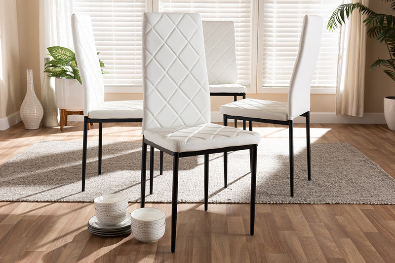 Karsen White Faux Leather Upholstered Dining Chair (Set of 4) Baxton