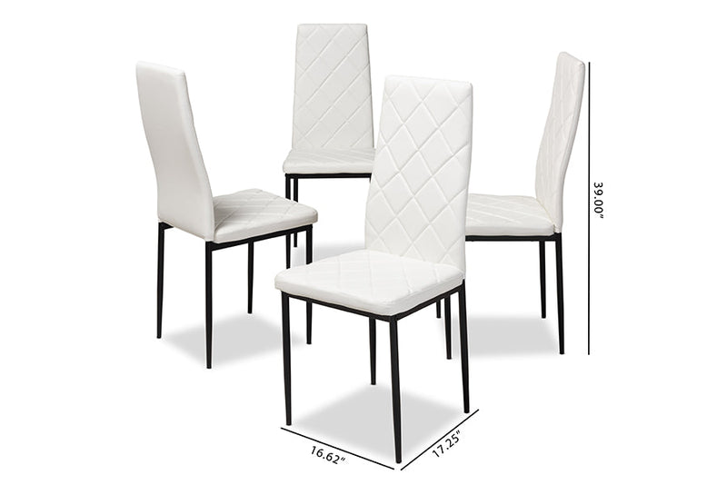 Karsen White Faux Leather Upholstered Dining Chair (Set of 4) Baxton