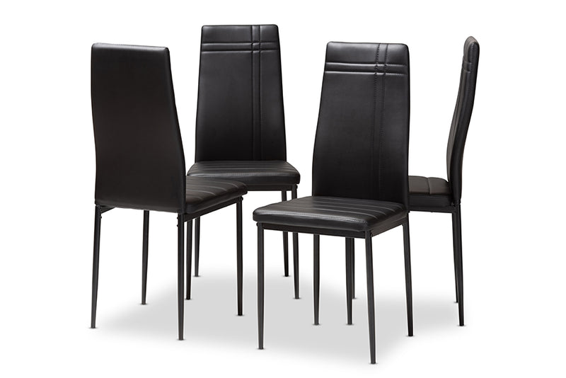 Gabriela Modern and Contemporary Black Faux Leather Upholstered Dining Chair (Set of 4)