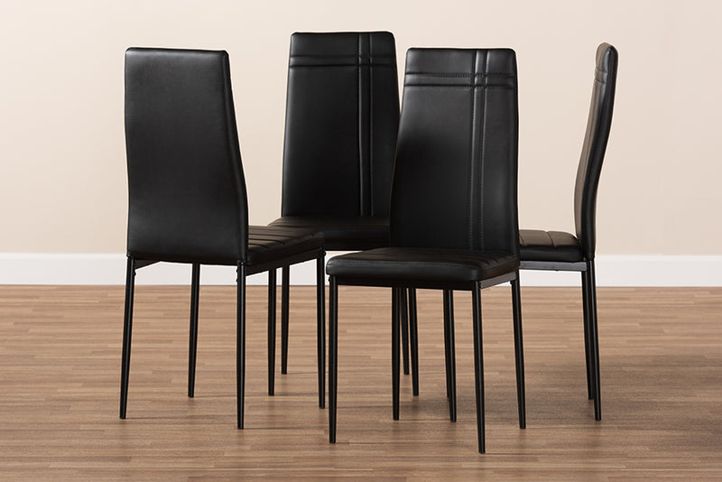 Gabriela Modern and Contemporary Black Faux Leather Upholstered Dining Chair (Set of 4)