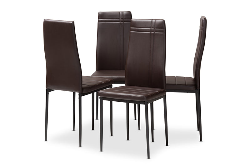 Gabriela Modern and Contemporary Brown Faux Leather Upholstered Dining Chair (Set of 4)