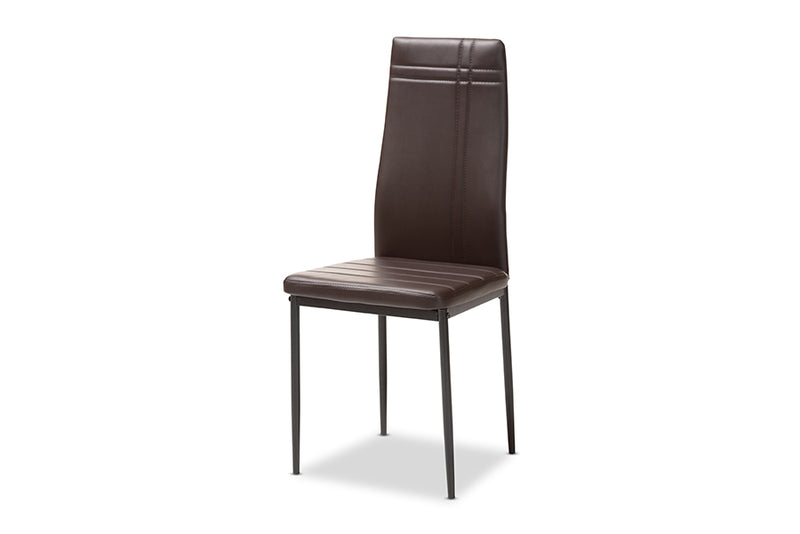 Gabriela Modern and Contemporary Brown Faux Leather Upholstered Dining Chair (Set of 4)