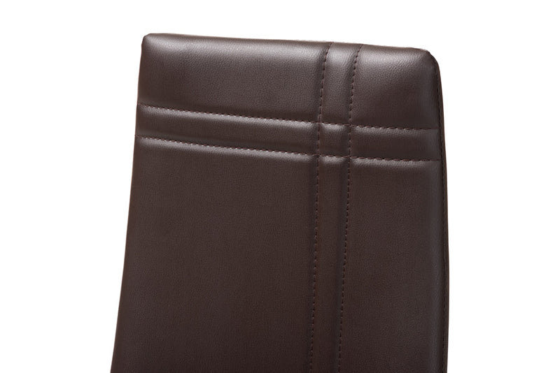 Gabriela Brown Faux Leather Upholstered Dining Chair (Set of 4) Baxton