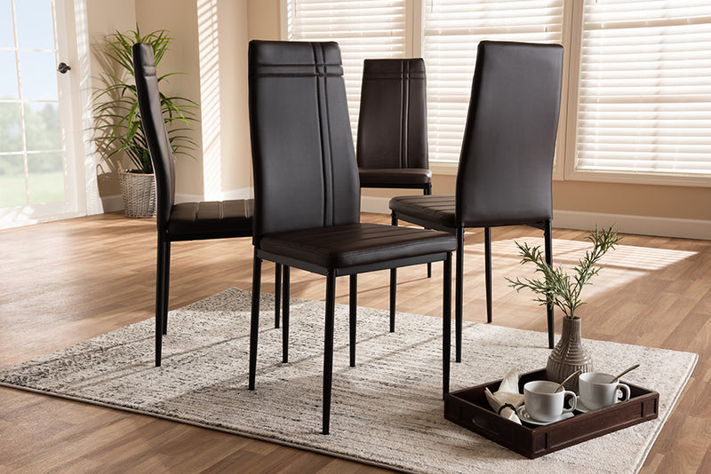 Gabriela Modern and Contemporary Brown Faux Leather Upholstered Dining Chair (Set of 4)