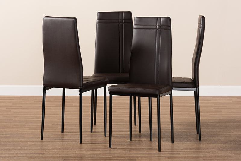 Gabriela Modern and Contemporary Brown Faux Leather Upholstered Dining Chair (Set of 4)