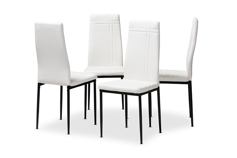 Gabriela Modern and Contemporary White Faux Leather Upholstered Dining Chair (Set of 4)