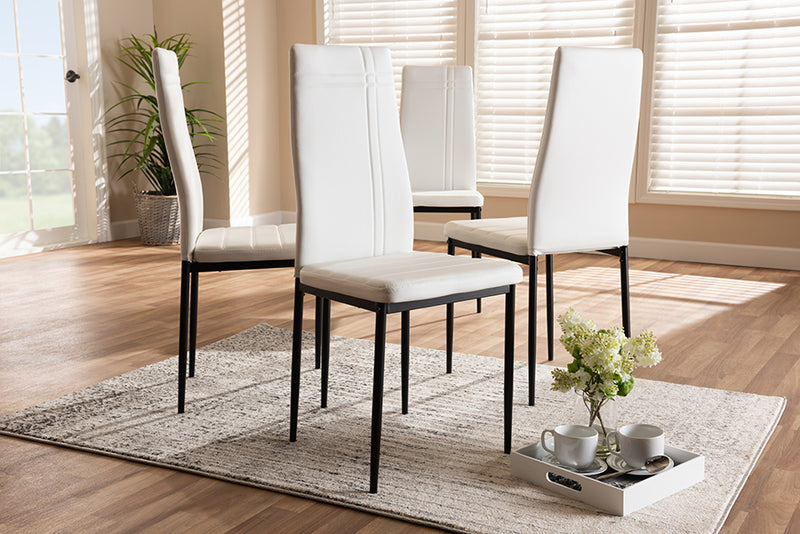 Gabriela Modern and Contemporary White Faux Leather Upholstered Dining Chair (Set of 4)