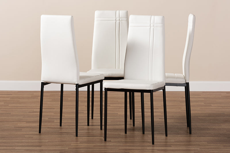 Gabriela Modern and Contemporary White Faux Leather Upholstered Dining Chair (Set of 4)